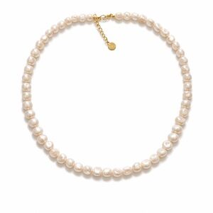 Baroque Freshwater Pearl Necklace 8-9mm 925 Silver Gold Adjustable Choker 16-18